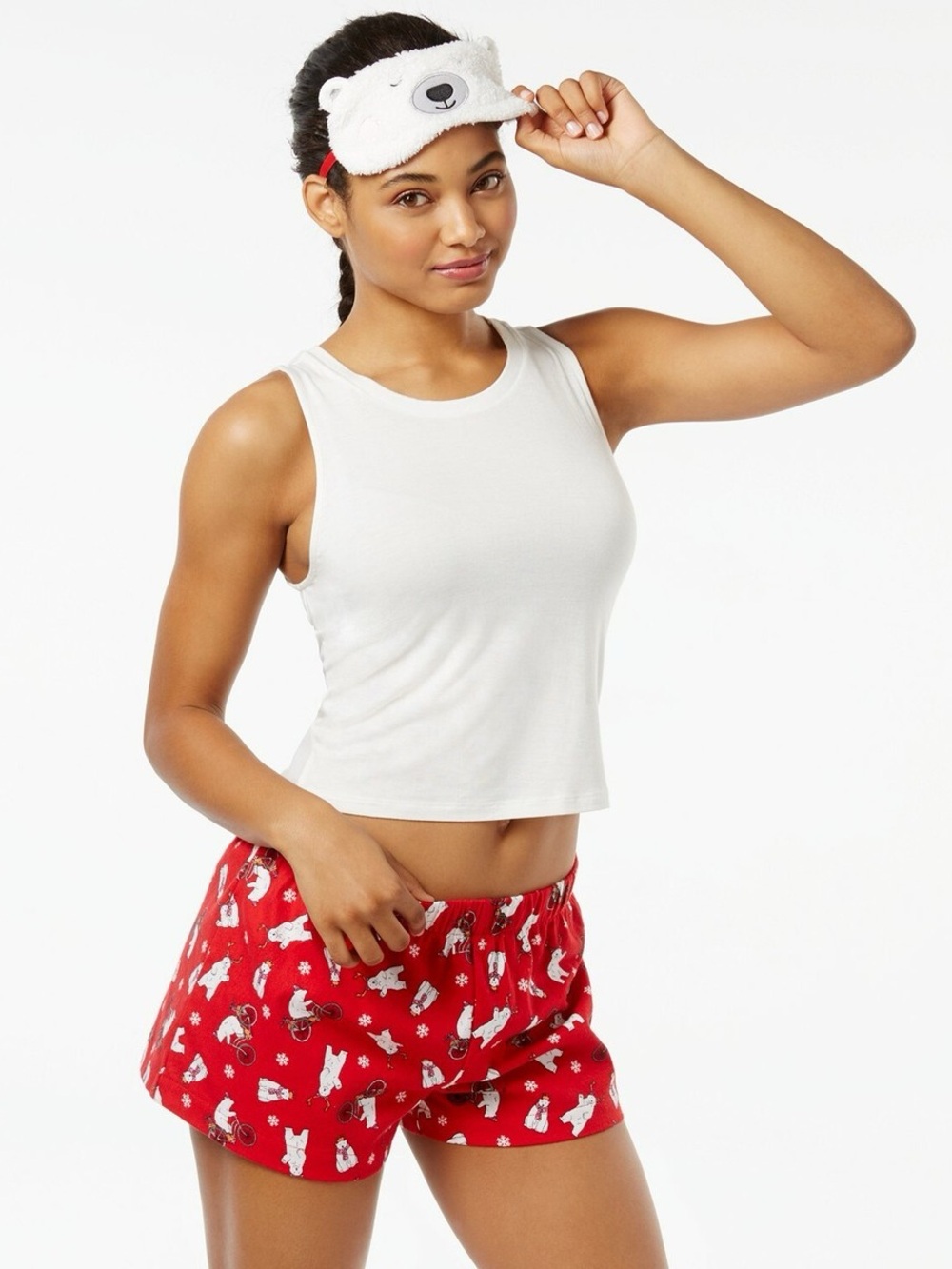 Jenni by Jennifer Moore Red Polar Bear Print Sleep Shorts